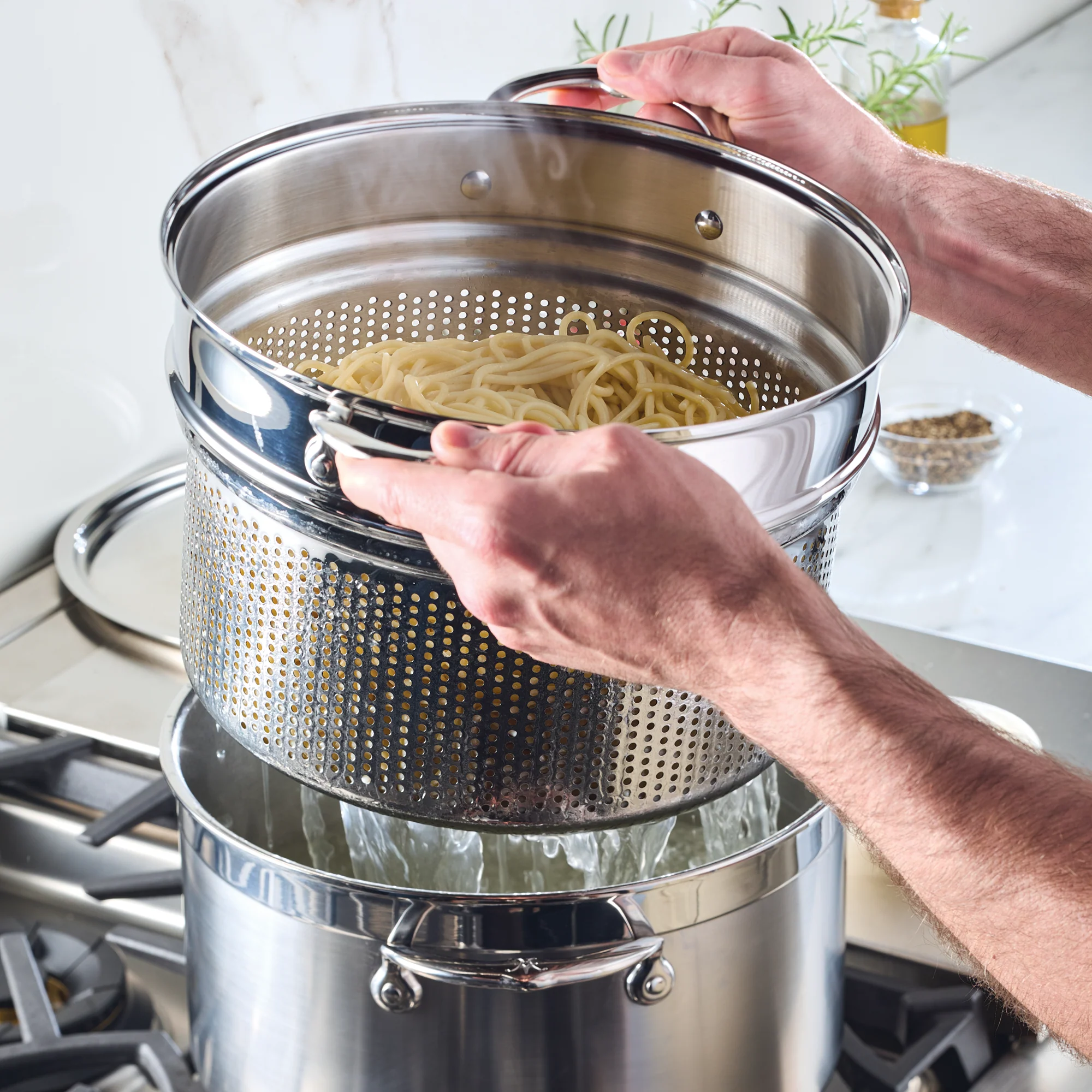 Hestan Stainless Steel Pasta Insert - Fits 26cm/7.6L Stockpots - Image 6