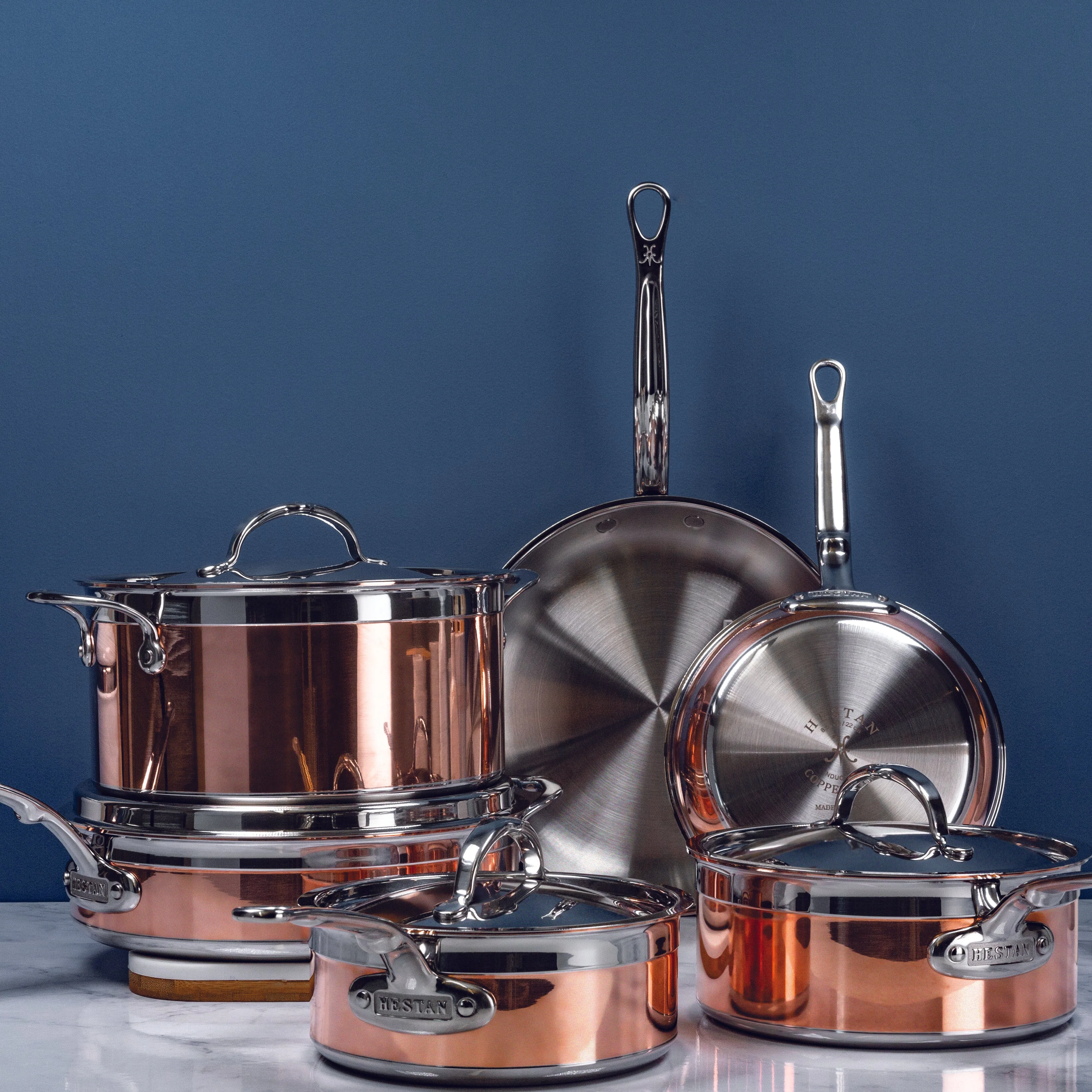 Hestan CopperBond Induction Copper Skillets, Saucepans & Lids, Sauté Pan & Stock Pot Set: 10 Piece - Image 3