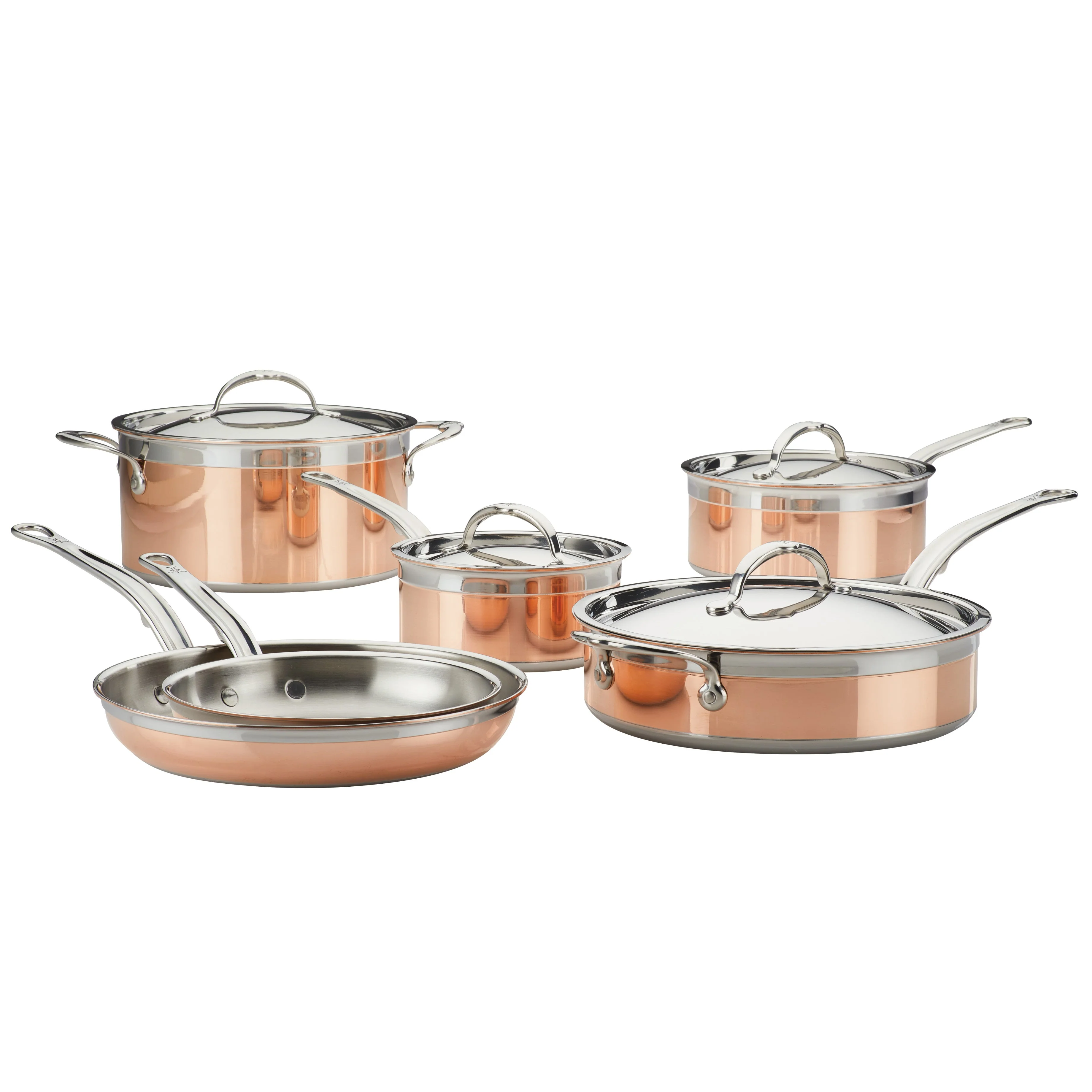 Hestan CopperBond Induction Copper Skillets, Saucepans & Lids, Sauté Pan & Stock Pot Set: 10 Piece - Image 6